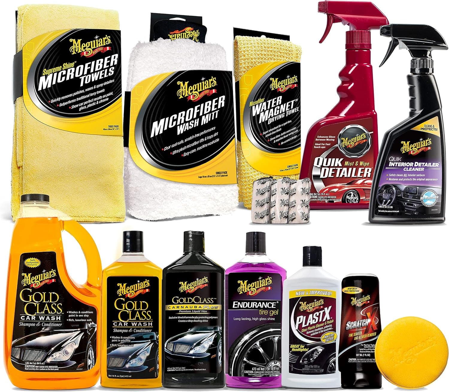 Meguiar's Complete Car Care Kit with Gold Class Car Wash + Water Magnet Drying Towel