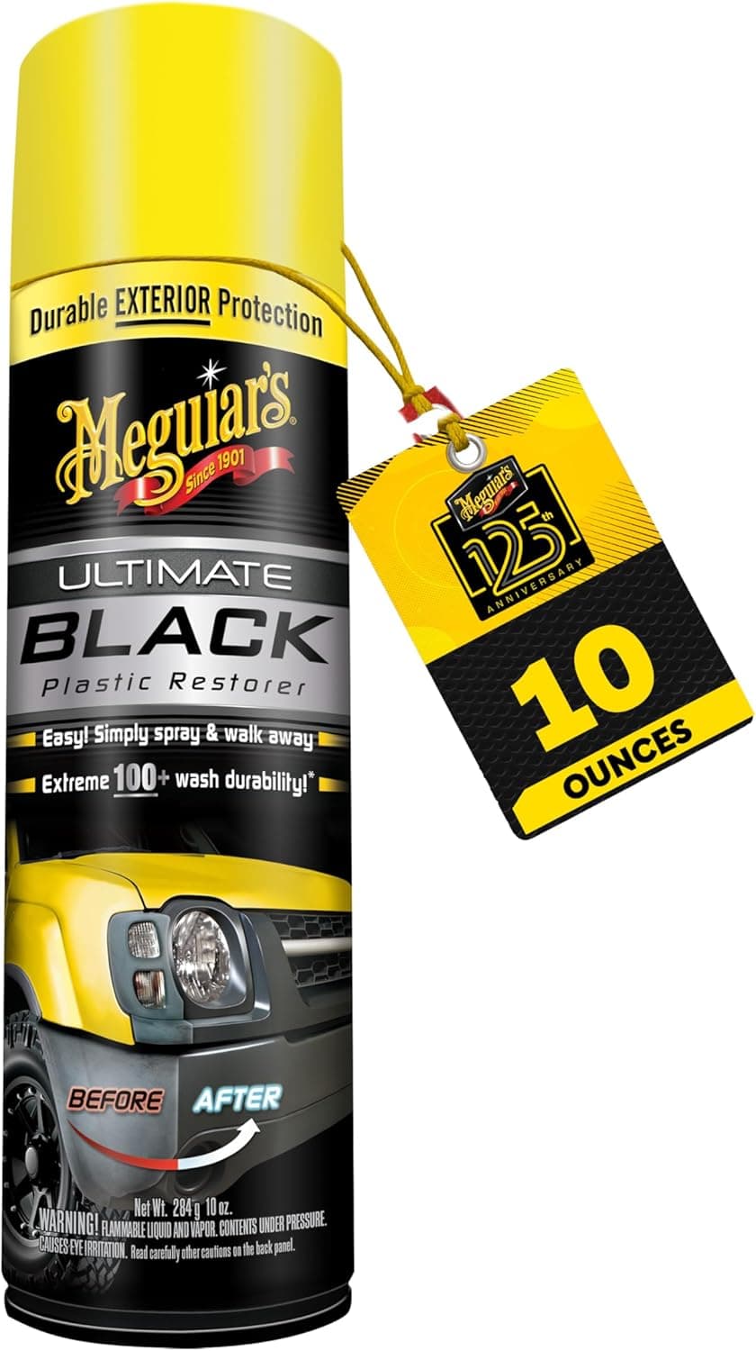 Meguiar's G16910 Ultimate Black Plastic Restorer, 10 Oz Aerosol