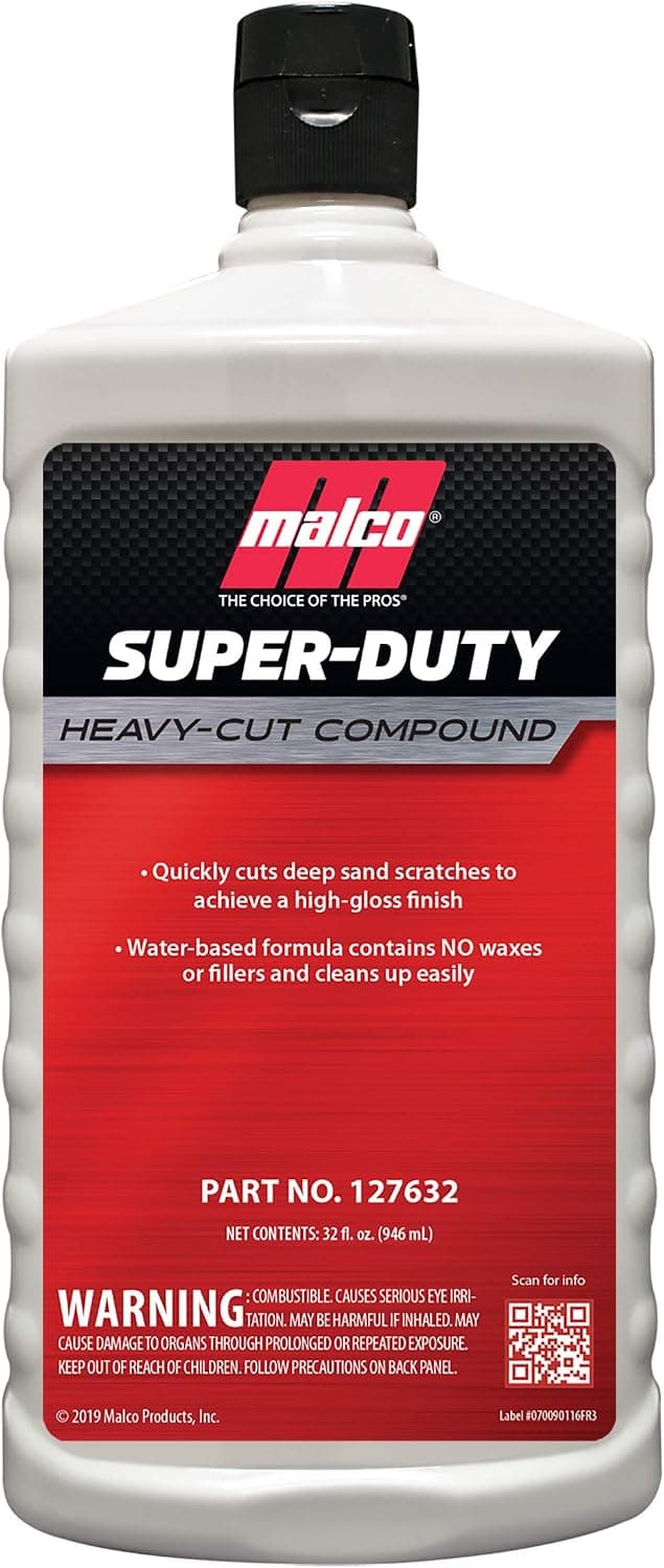 Malco Super Duty Heavy Cut Compound, Professional Cutting, High Gloss Finish