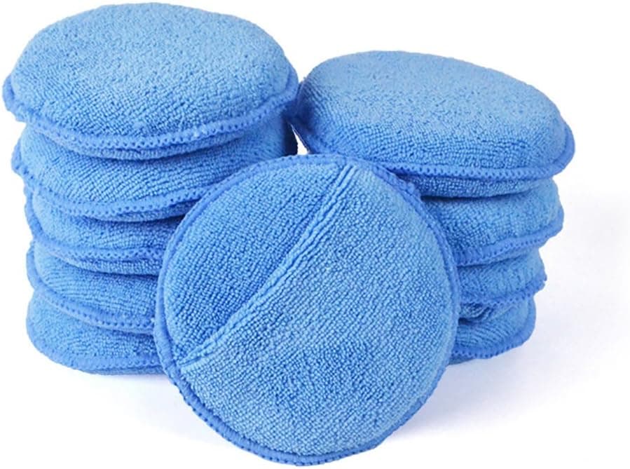 AutoCare Microfiber Wax Applicator, Ultra-Soft Pads with Finger Pocket, 5" Diameter, Pack of 10