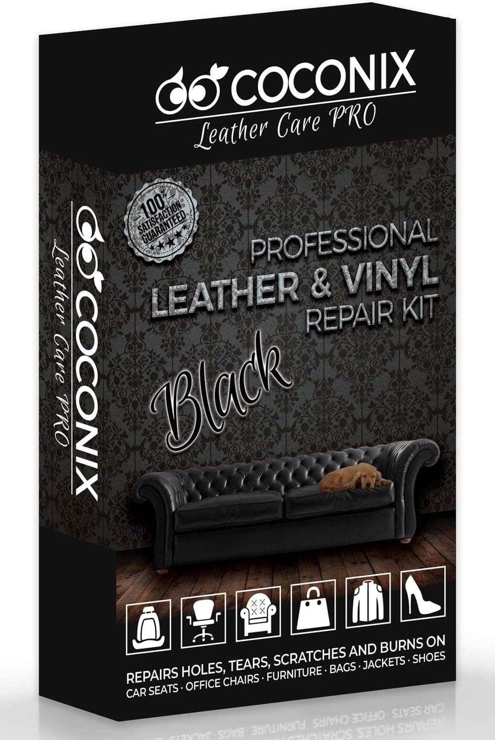 COCONIX Leather Care PRO Professional Leather & Vinyl Repair Kit Black