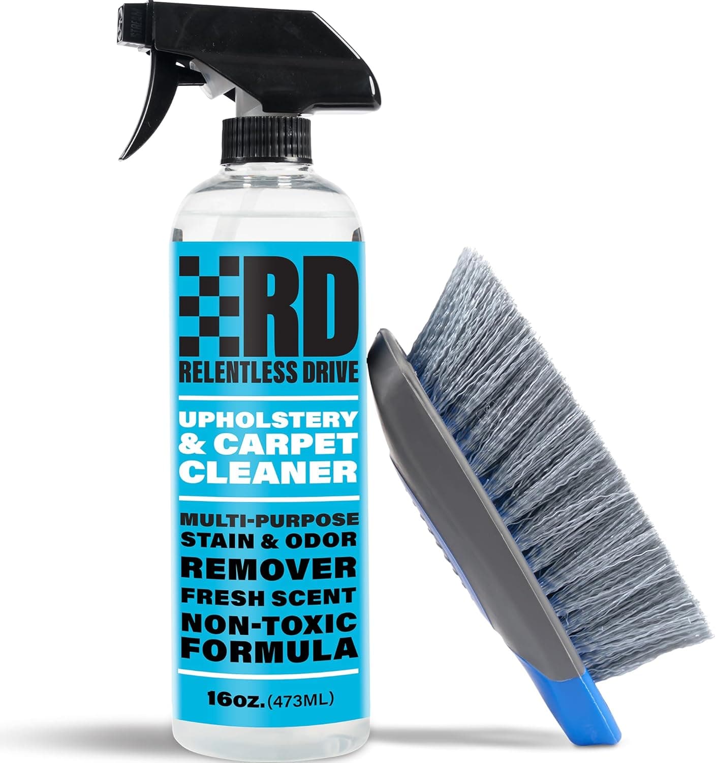 Relentless Drive Upholstery Brush (2 in 1) - Carpet and Leather Brush, Stain & Hair Remover