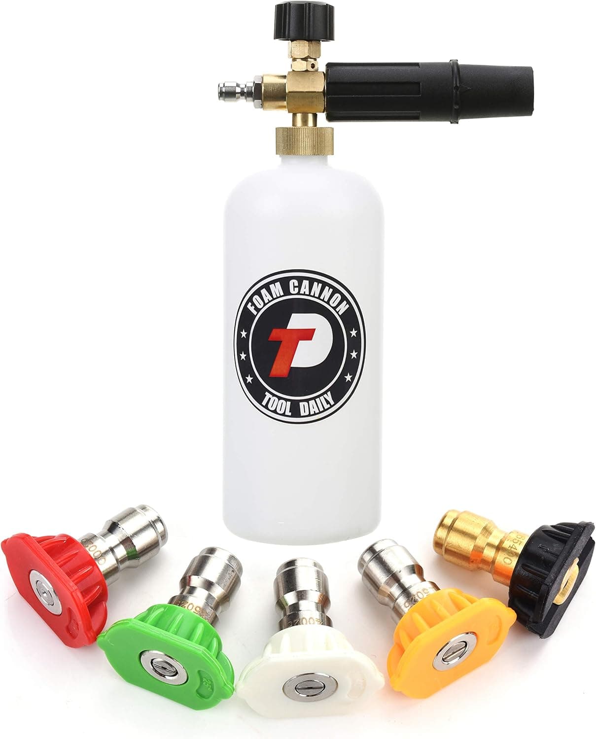 Tool Daily Foam Cannon with 1/4 Inch Quick Connector, 1 Liter, 5 Nozzle Tips