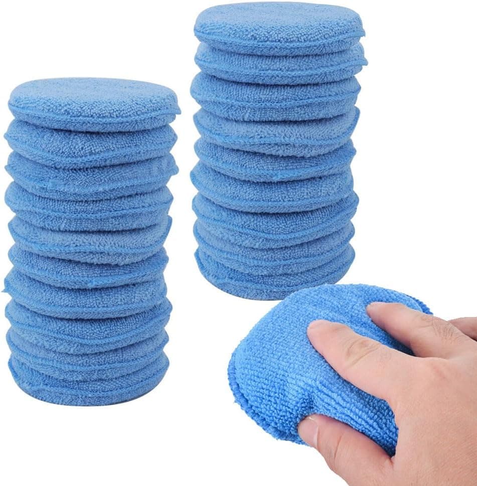 Basong Microfiber Car Wax Applicator Pad, 20 Pack 5 Inch, Blue Ultra-Soft Foam