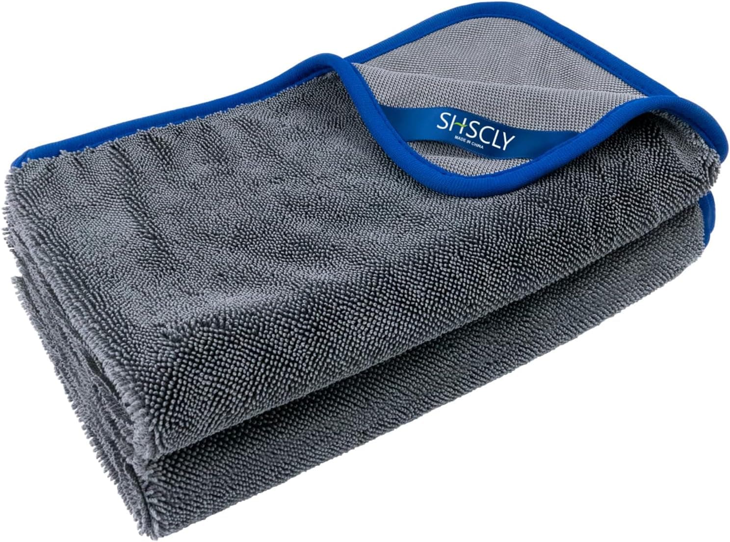 SHSCLY Microfiber Car Drying Towel, Twist Pile, Lint-Free Detailing Cloth, Gray 20 x 24 Inches, Pack of 2