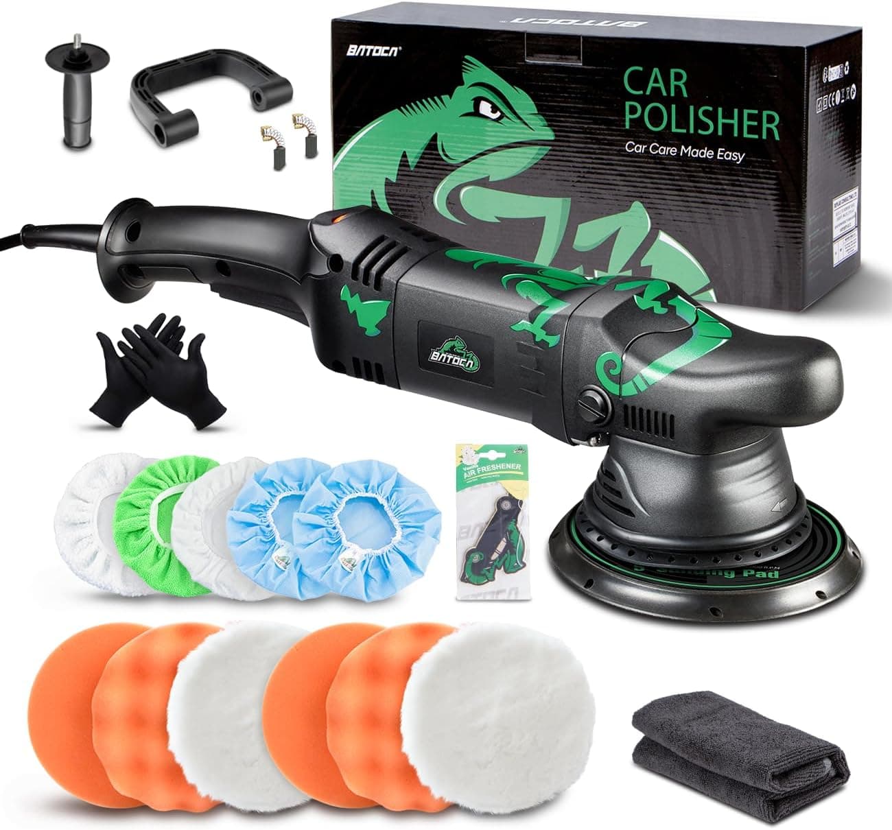 BATOCA Dual Action Polisher, 15mm Random Orbital Car Buffer, 6 Variable Speeds, 1100W