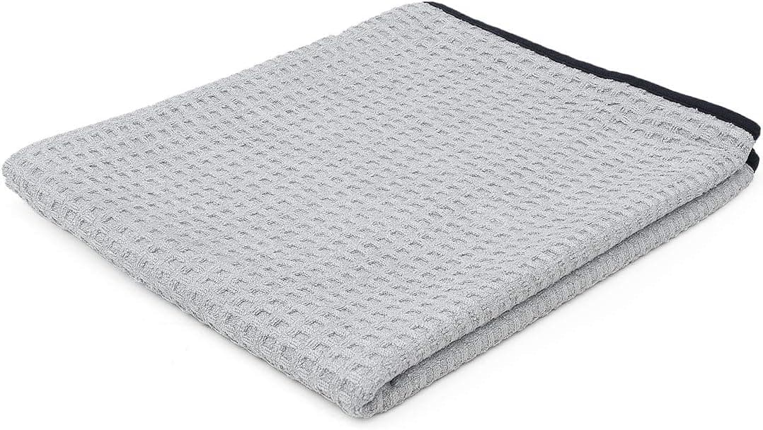 The Rag Company The Big One Waffle-Weave Microfiber Drying Towel, 450 GSM, 25x40, Grey