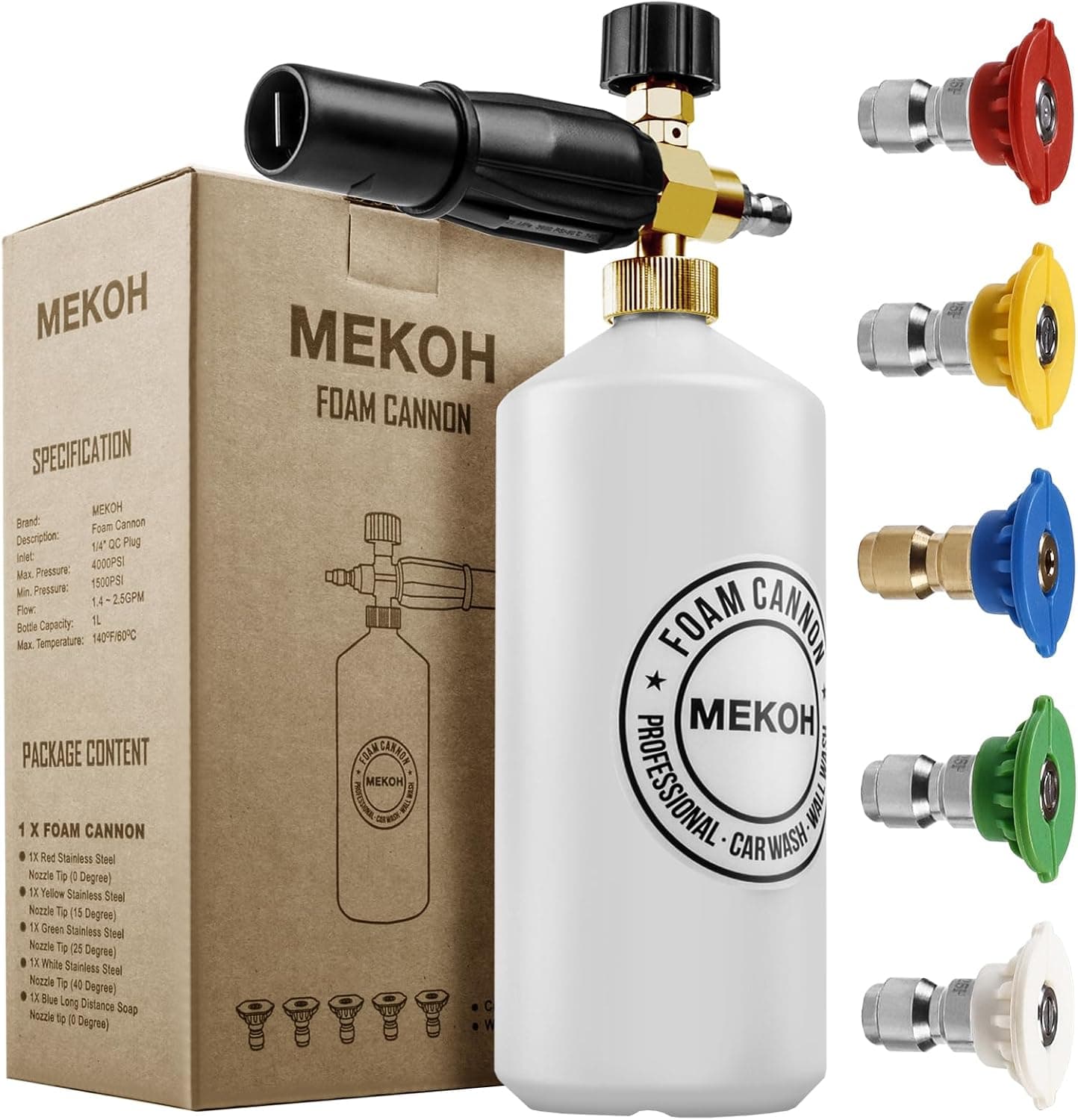 MEKOH Adjustable Foam Cannon with 5 Nozzle Tips