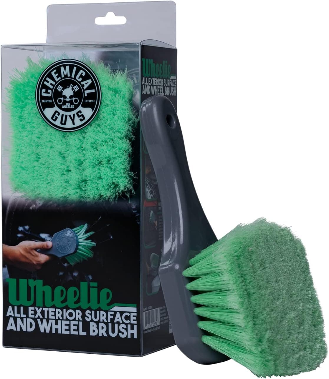 Chemical Guys Wheelie Wheel & Exterior Brush for Rims & Tires, Soft, Green