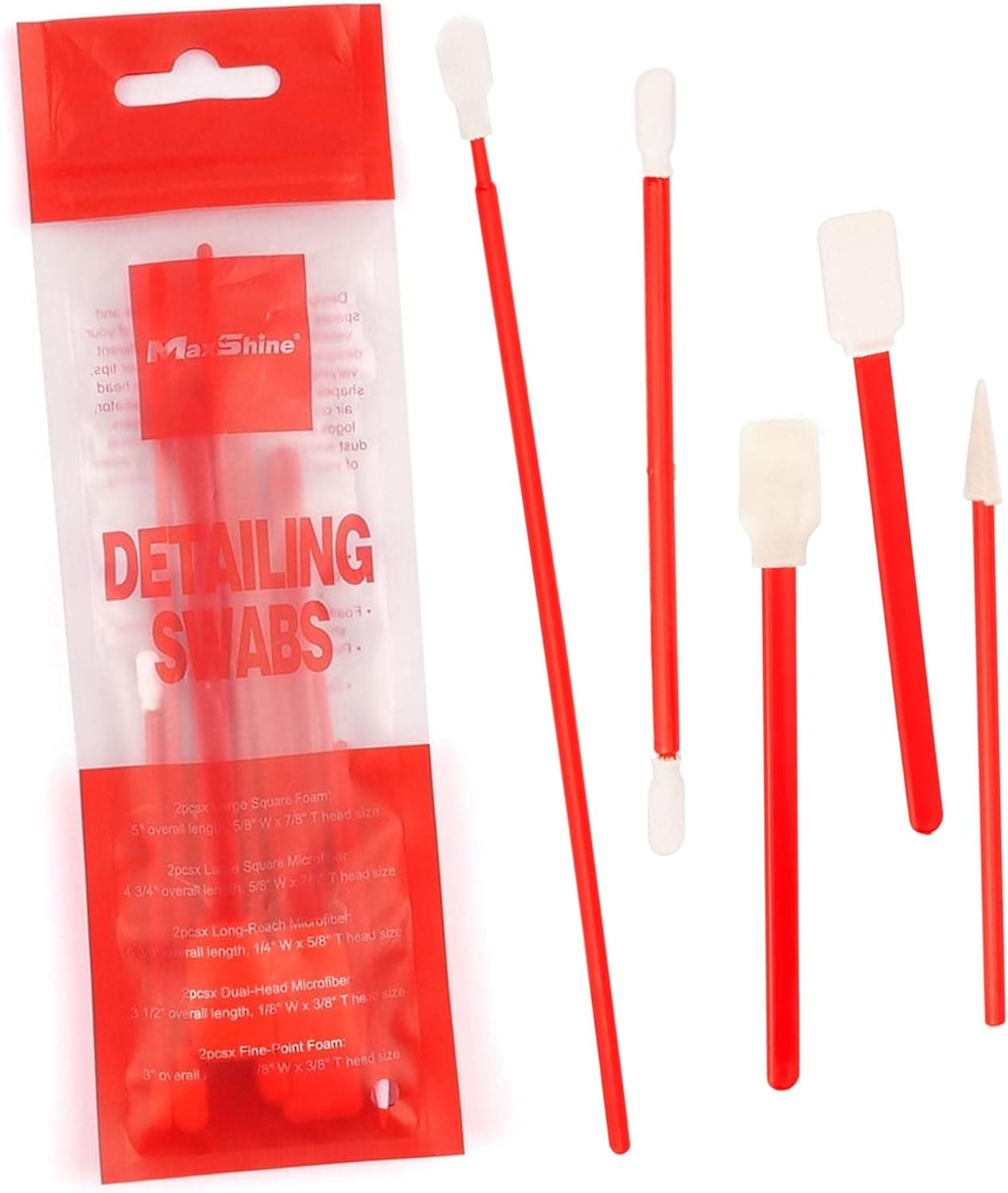 Maxshine Universal Detailing Swabs - Lint-Free Reusable Precision Cleaning Tools for Vents, Emb