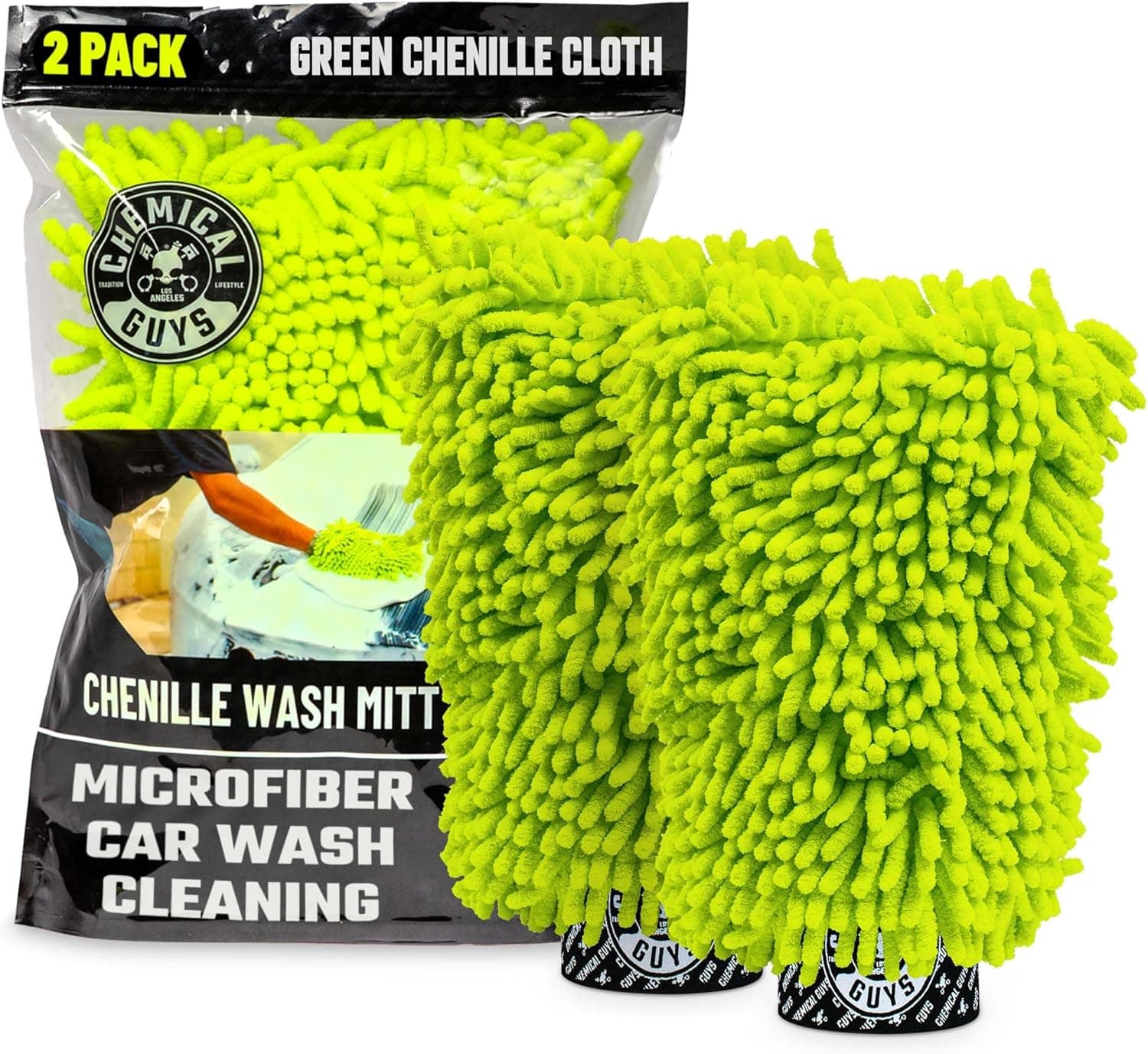 Chemical Guys Chenille Microfiber Wash Mitt for Cars, Scratch-Free, 2 Pack