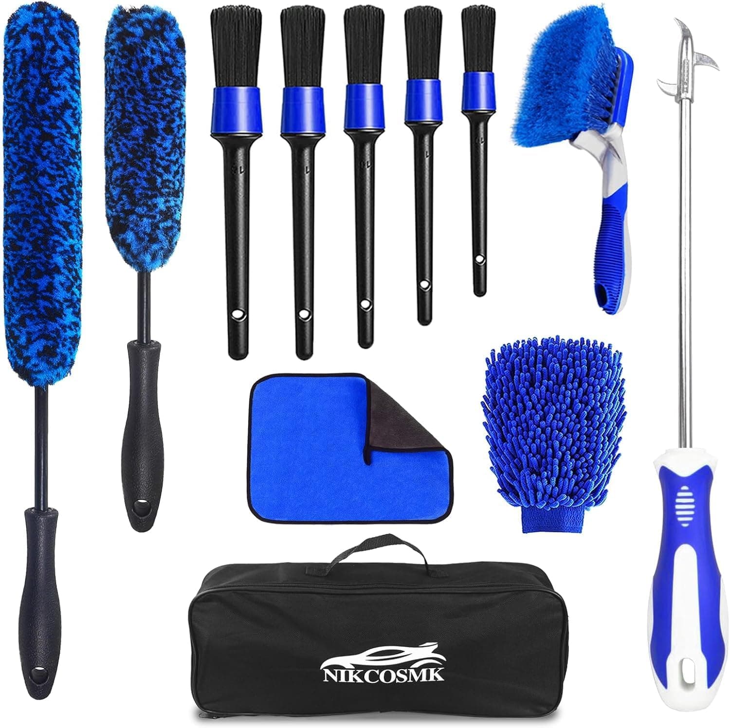 12Pcs Wheel Brush Kit for Cleaning Wheel and Tire, Rim Brush, Car Detailing Brushes, Bendable