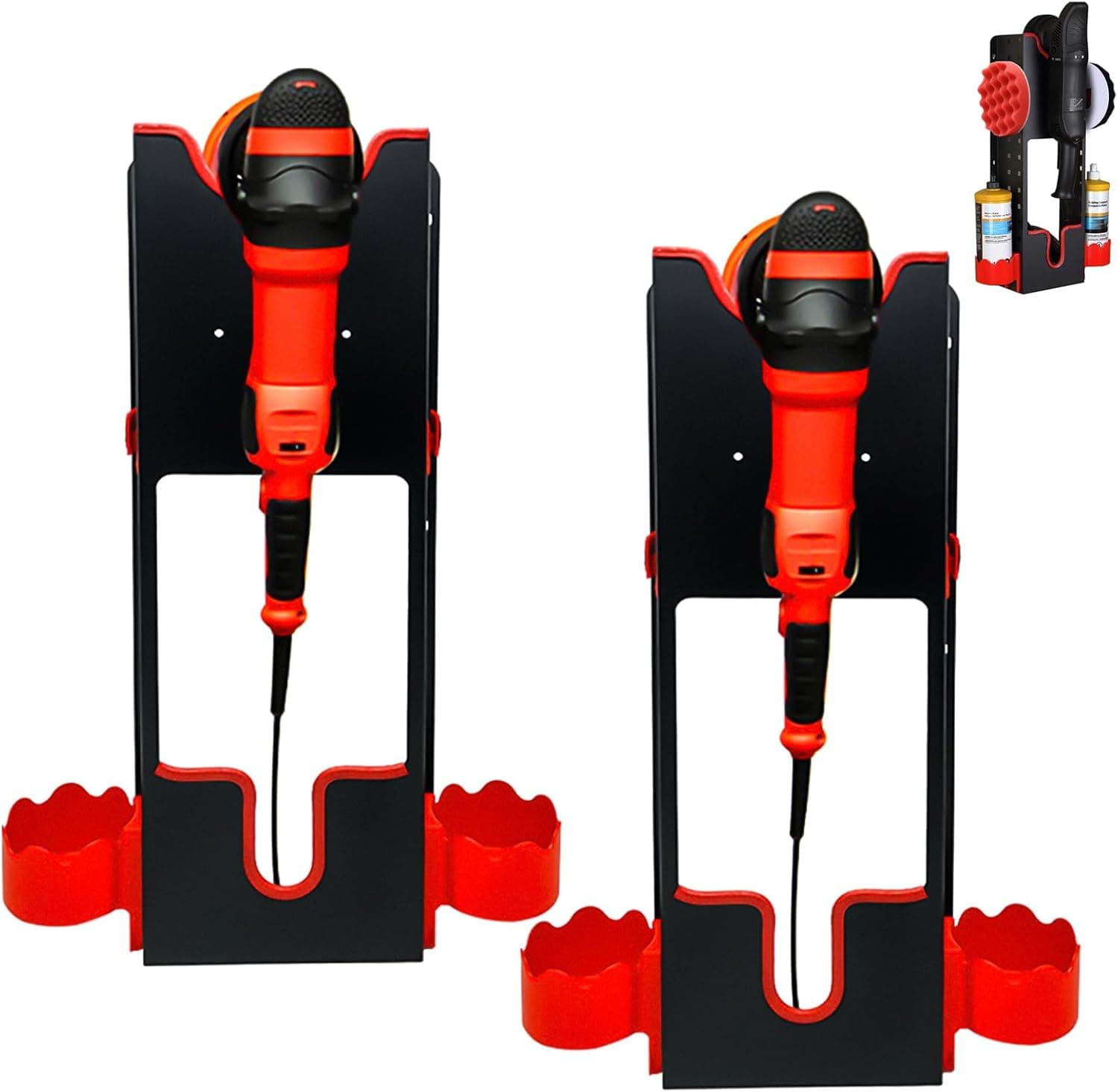 Polisher Holder Wall Mount 2 Pack Rotary Polisher Detailing Storage Rack