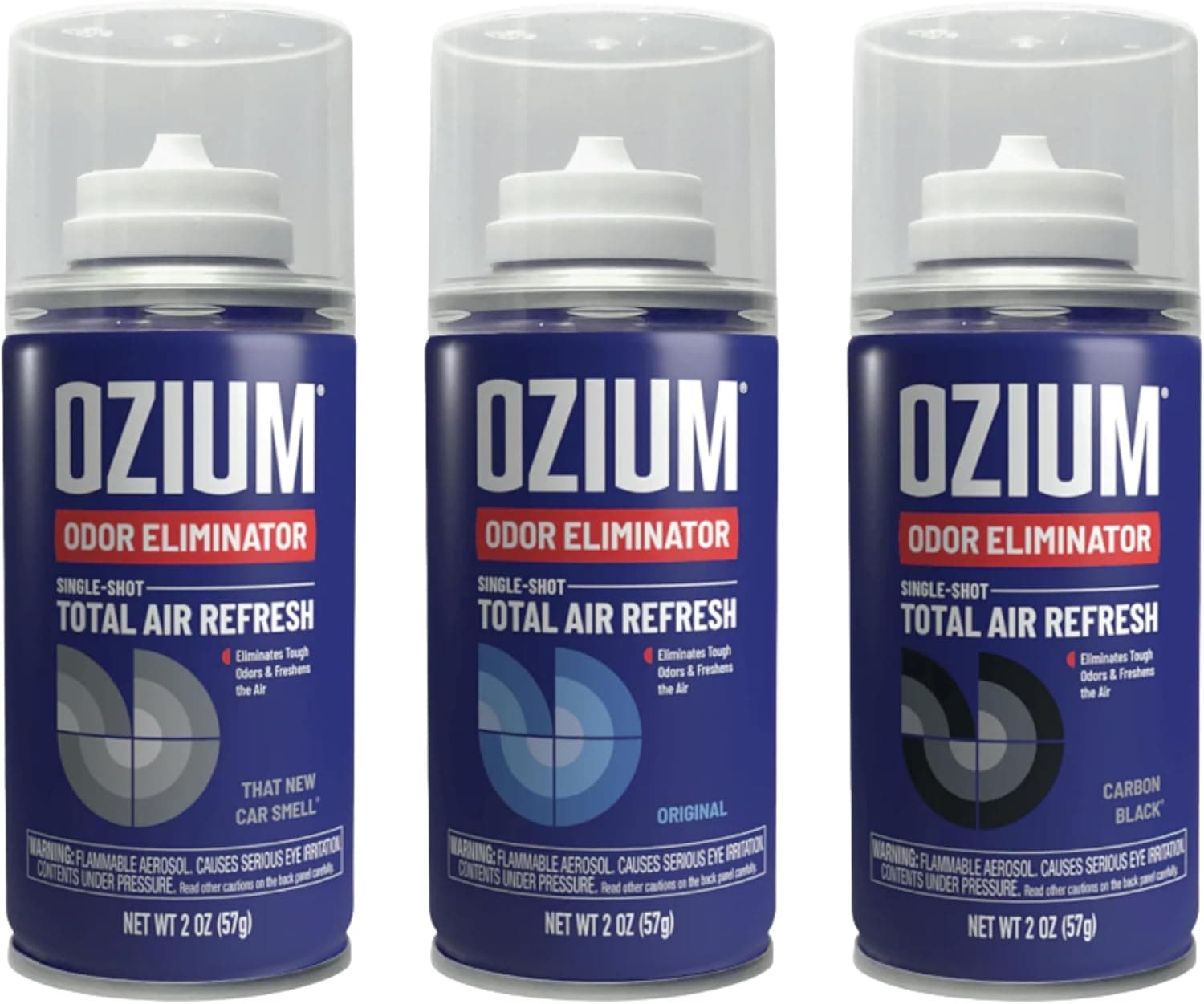 Ozium Air Sanitizer 2 oz Car Fogger, Single-Shot Smoke Odor Eliminator, 3 Pack Variety