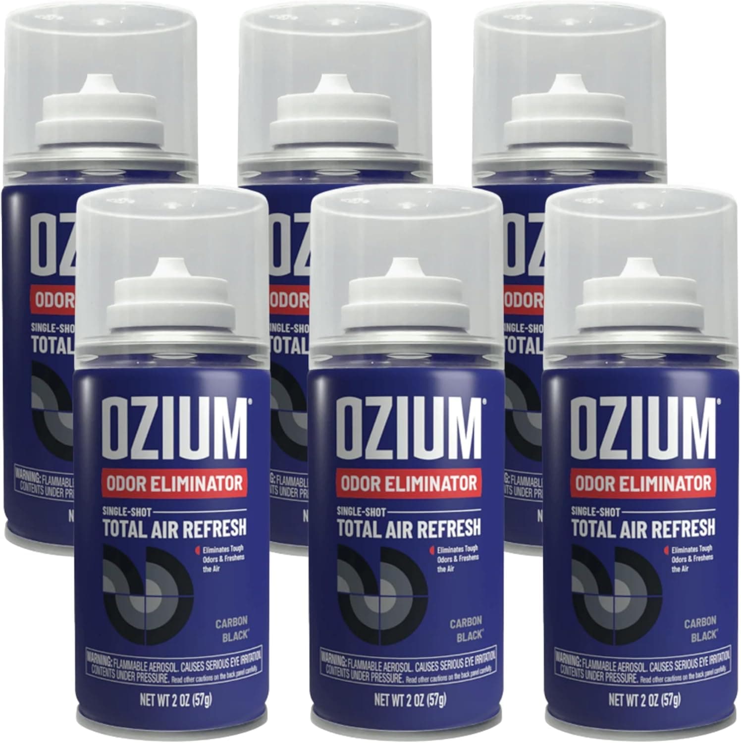Ozium Air Sanitizer 2 oz Car Fogger, Carbon Black, 6 Packs