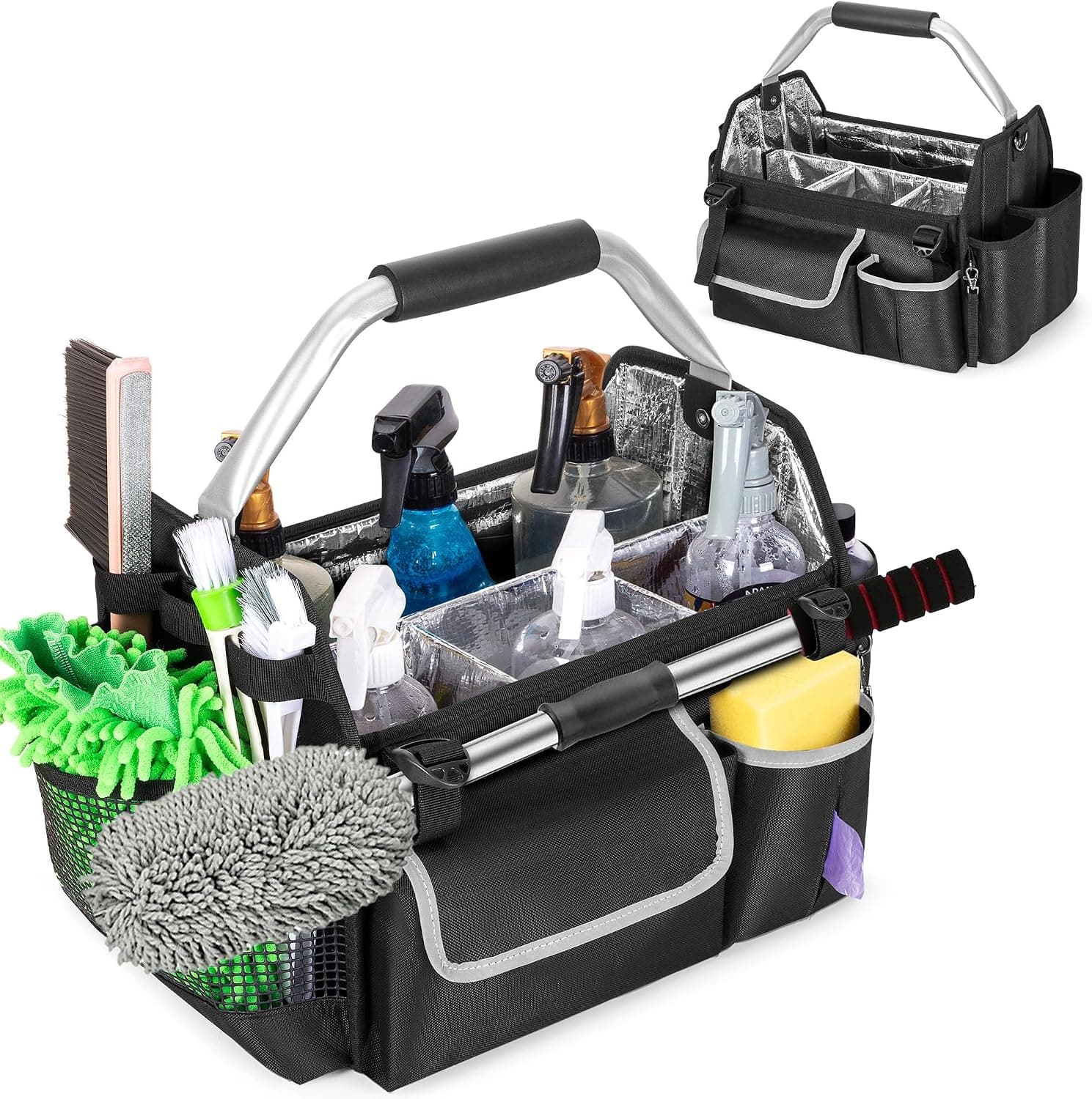 HODRANT Wearable Detailing Caddy, Quick Load Collapsible Car Care Bag with Handle & Shoulder Strap