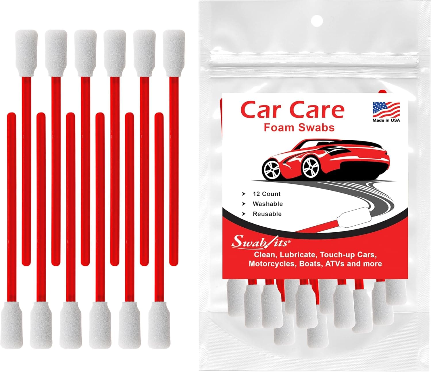 SWAB-ITS Car Care Cleaning and Detailing Swabs, Includes 12 Cleaning Pieces 88-8220