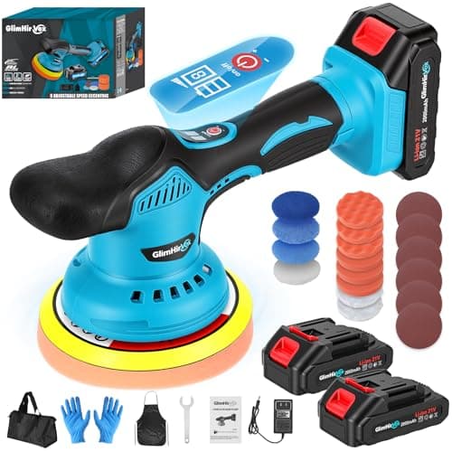 Cordless Dual Action Car Buffer Polisher, 2x2.0Ah 21V Batteries, 28PCS Kit