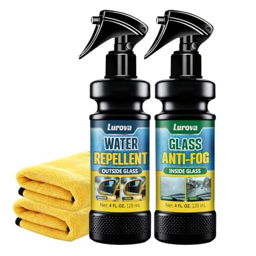 LUROVA Anti-Fog & Water Repellent Windshield Rain Repellent Defogger Car Interior & Exterior Glass Treatment Prevent Fogging & Repel Water for Windows Mirrors Glasses Goggles Helmets 2-Pack