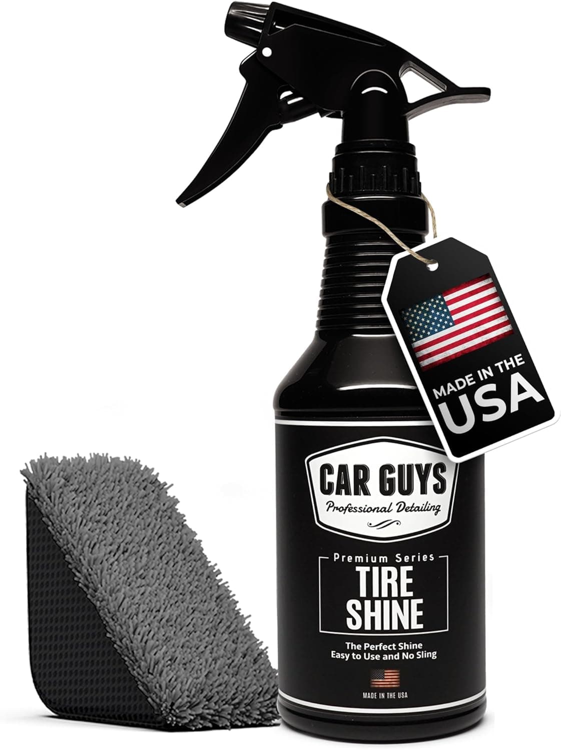 CAR GUYS Tire Shine Spray - Deep Black Shine, No Sling, 18 Oz Kit with Applicator