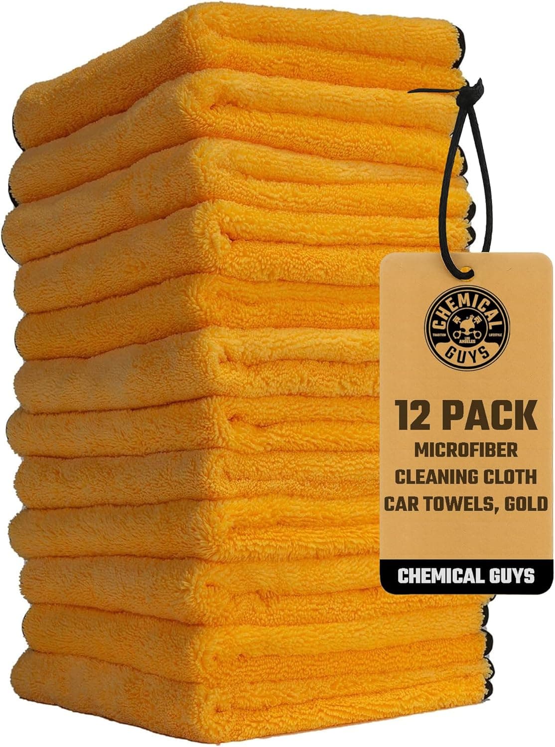 Chemical Guys Professional Grade Microfiber Towels (Gold, 12-Pack)