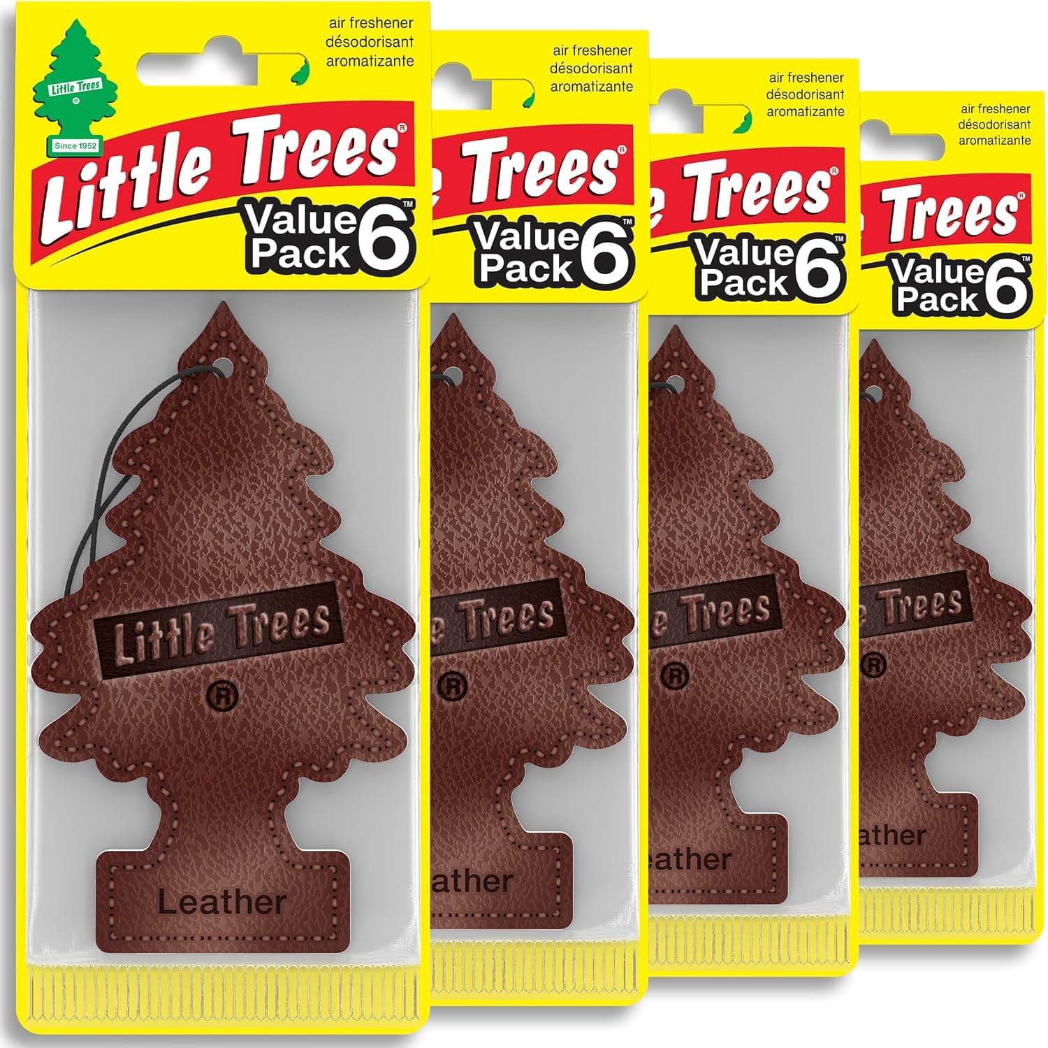 LITTLE TREES Car Air Freshener Hanging Tree, Leather, 24-Pack