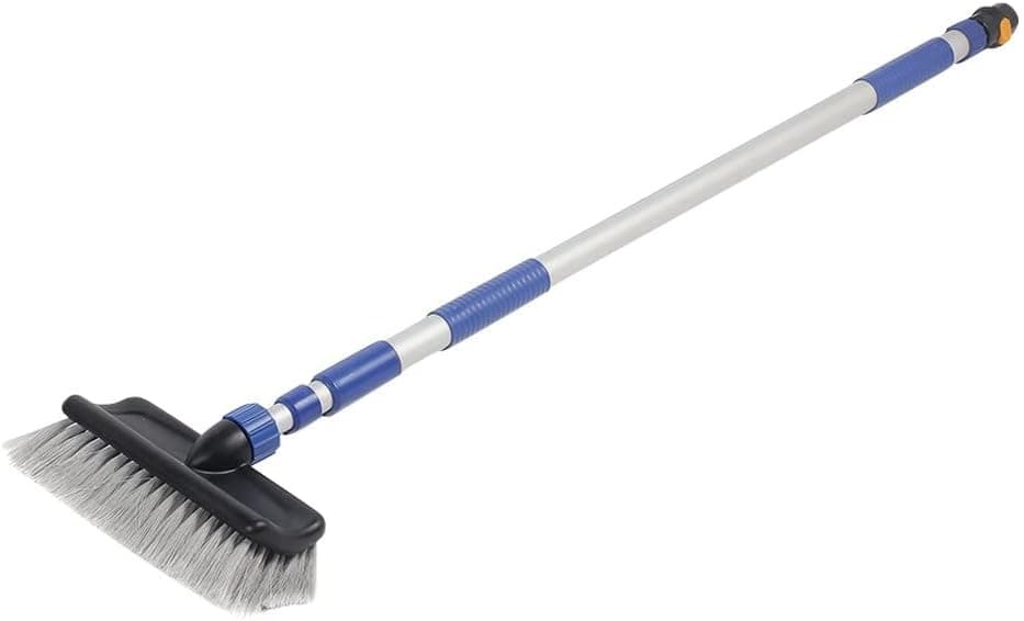 Camco Flow-Through Wash Brush with Push Button Telescoping Handle for RV, Truck, Boat, Car (419