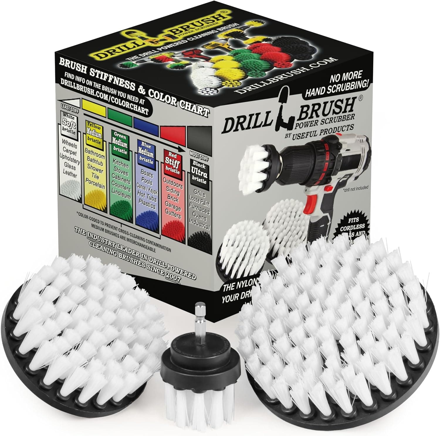 Drillbrush Car Accessories - Drill Brush Attachment for Wheels, Mats, Carpet and Upholstery Cle