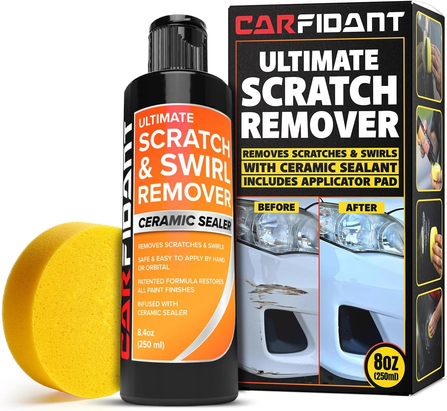 Carfidant Scratch Repair and Swirl Remover Kit with Buffer Pad, 8.4 fl. oz.