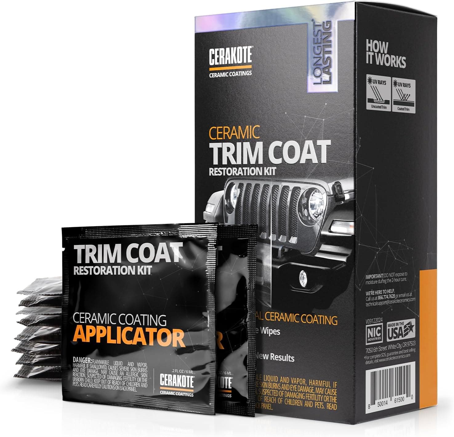 CERAKOTE Ceramic Trim Coat Kit - Quick Plastic Trim Restorer, 200+ Washes