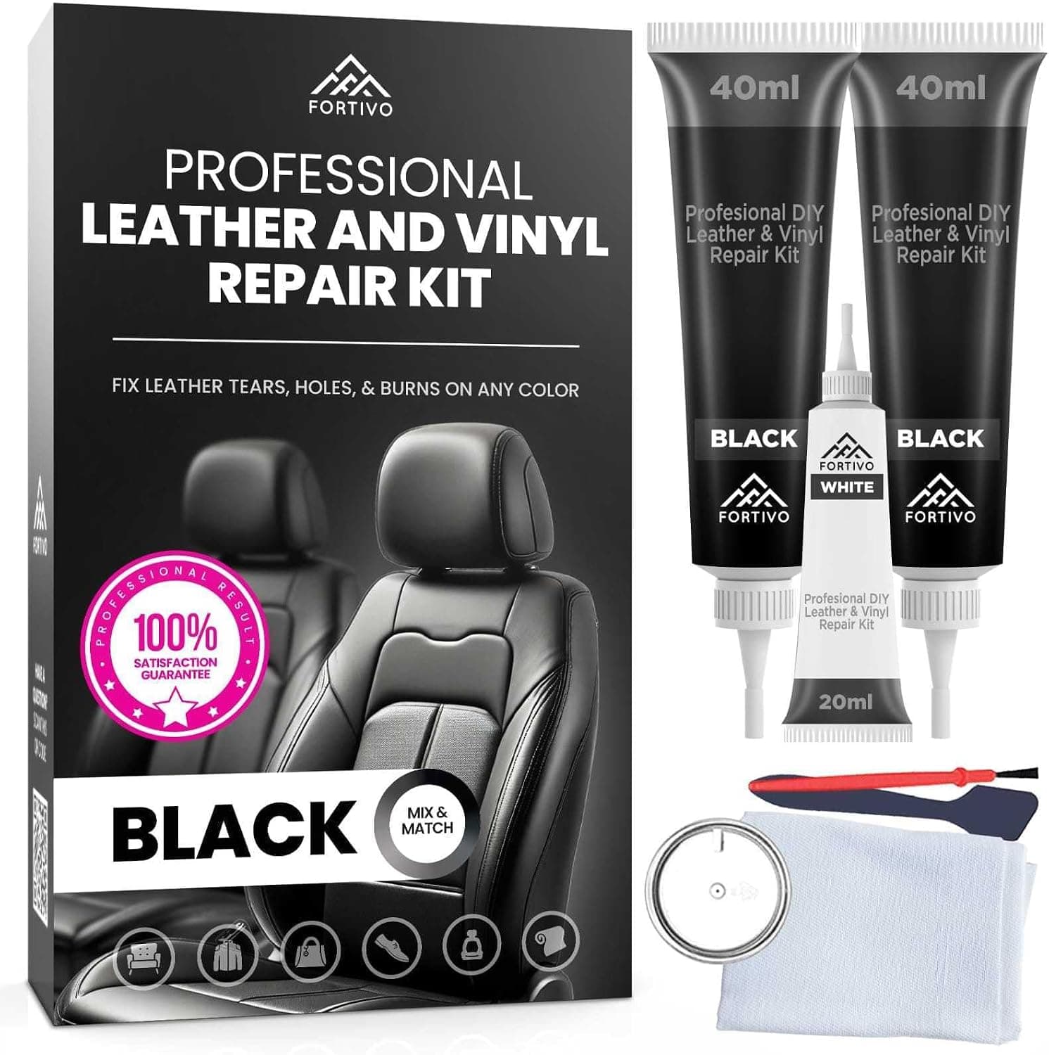 Professional Black Leather Repair Kit for Furniture and Car Seats