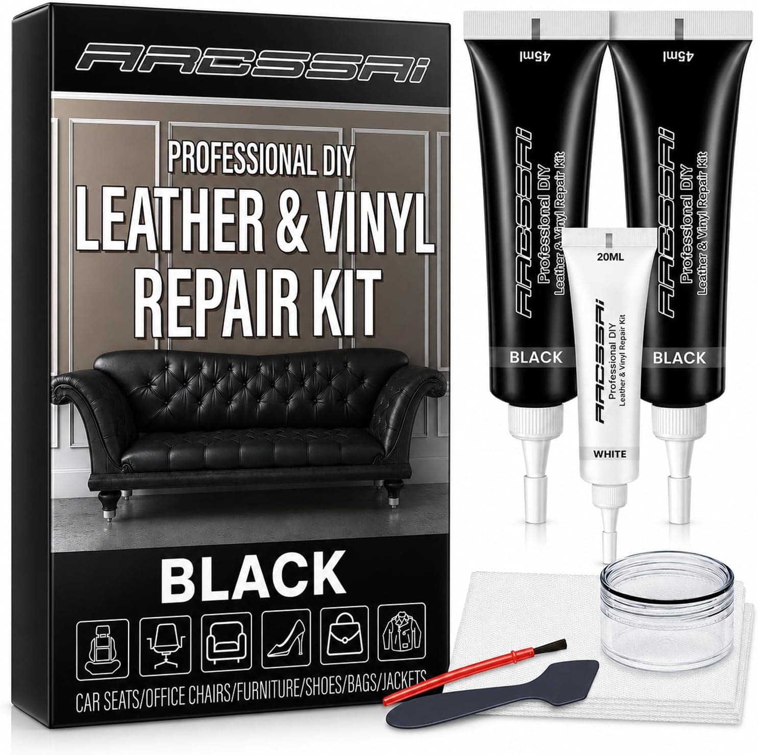 ARCSSAI Black Leather & Vinyl Repair Kit