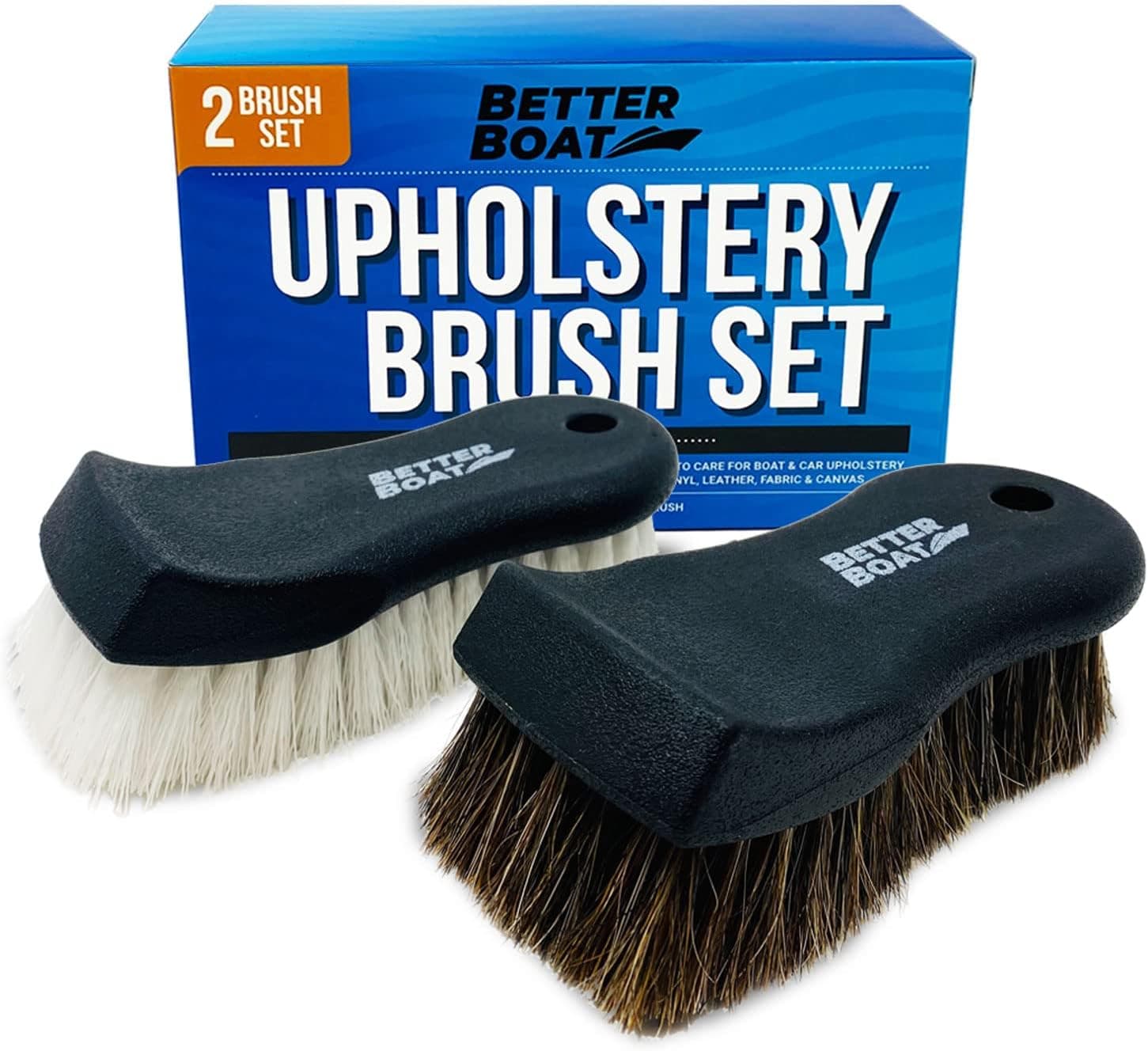 Upholstery Brush Set, Carpet and Car Cleaning Brushes, Horsehair Detailing Brush for Leather, I