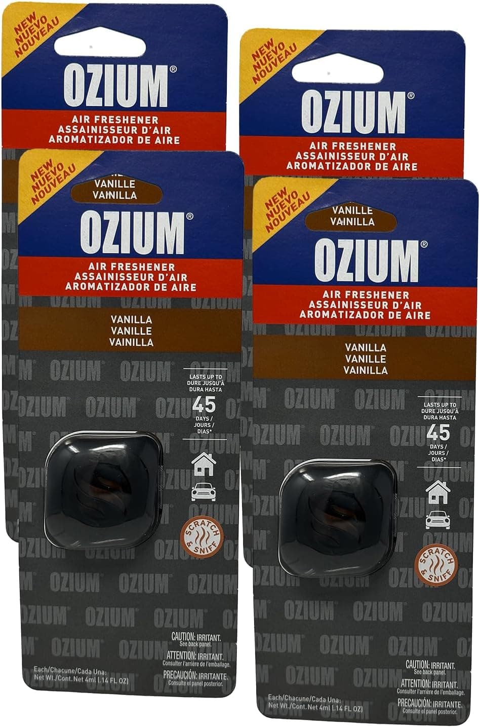 Ozium Membrane Car Vent Clip AC Air Fresheners, Vanilla, 4-Pack
