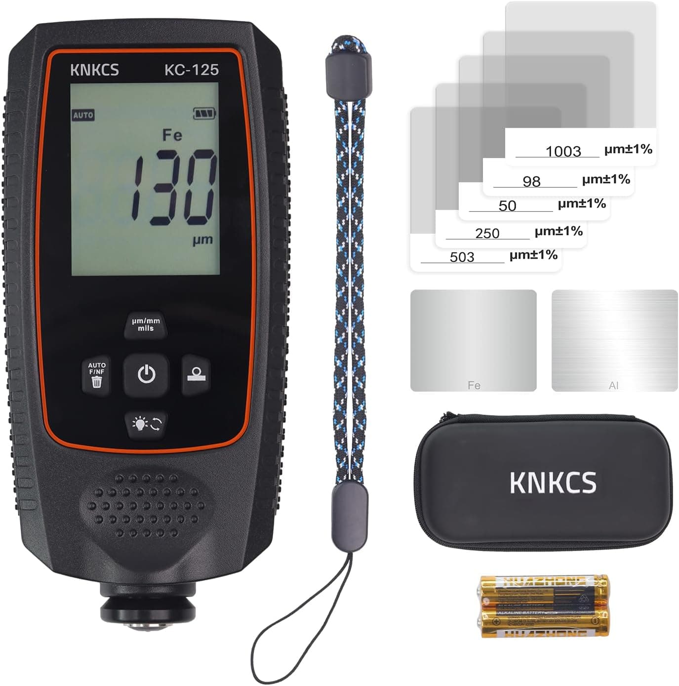KNKCS Paint Thickness Gauge for Cars, Fe/Al/Zinc, Rotating Screen