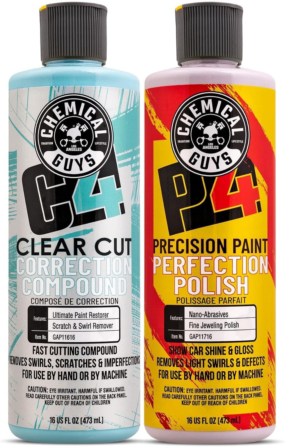 Chemical Guys C4 & P4 Clear Cut Correction Compound and Precision Paint Perfection Polish Kit